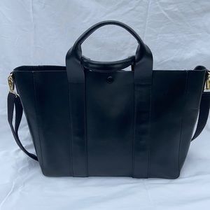 Genuine leather black tote bag